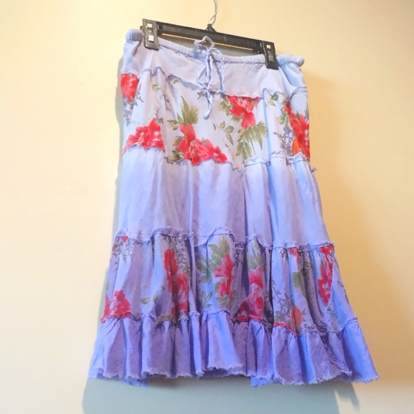 FASHION FUSE purple ombre cotton mini skirt w/ roses - Picture 1 of 6